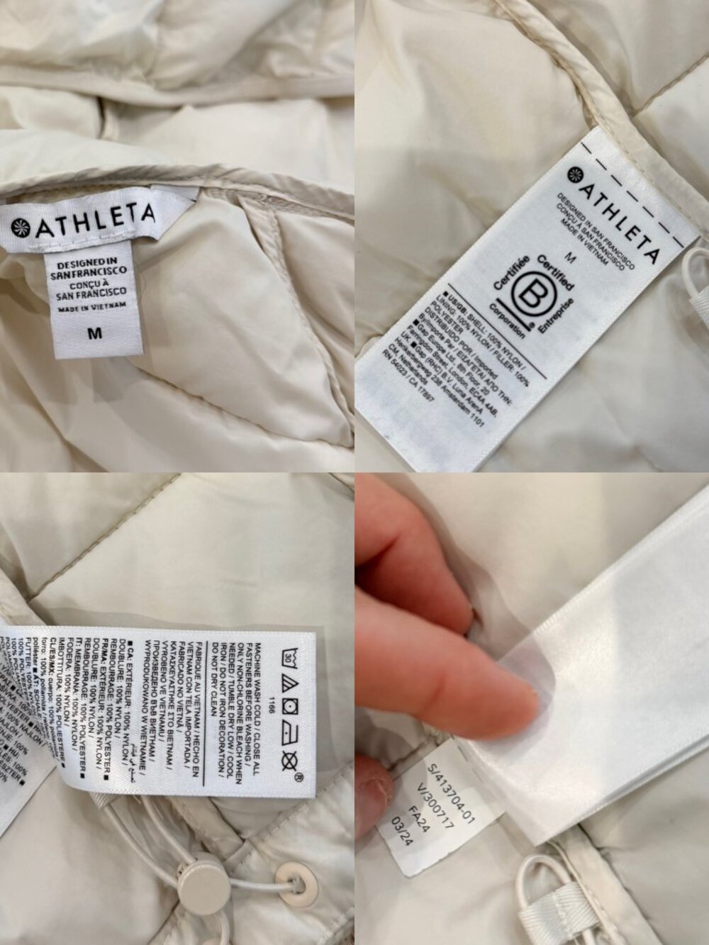 Athleta Aire Puffer Jacket Ivory Cream Size Medium - Picture 7 of 12